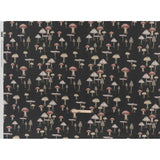 Slubbed Gauzy Cotton Woven - Charcoal, Red and Beige Mushrooms - Mood Exclusive Moonlit Mycelium Print