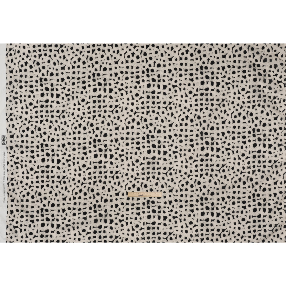 Crinkled Cotton Gauzy Woven - Black and White Painted Circles - Mood Exclusive The Space Between Print