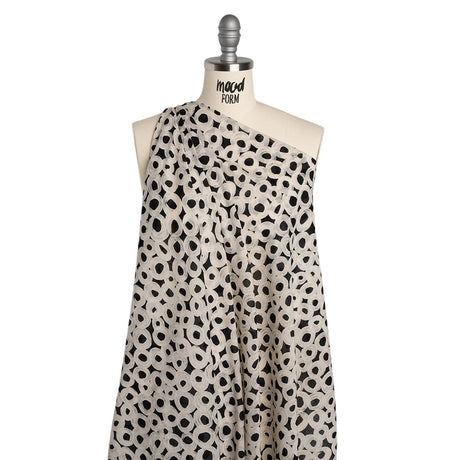 Crinkled Cotton Gauzy Woven - Black and White Painted Circles - Mood Exclusive The Space Between Print