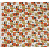 Crinkled Cotton Gauzy Woven - Red Orange, Beige and White Wester Scenes Patchwork - Mood Exclusive Rodeo Reflections Print