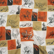 Crinkled Cotton Gauzy Woven - Red Orange, Beige and White Wester Scenes Patchwork - Mood Exclusive Rodeo Reflections Print