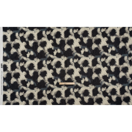 Crinkled Cotton Gauzy Woven - Dark Blue, Black and Cream Painterly Florals - Mood Exclusive Sunflower Strokes Print