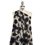 Crinkled Cotton Gauzy Woven - Dark Blue, Black and Cream Painterly Florals - Mood Exclusive Sunflower Strokes Print