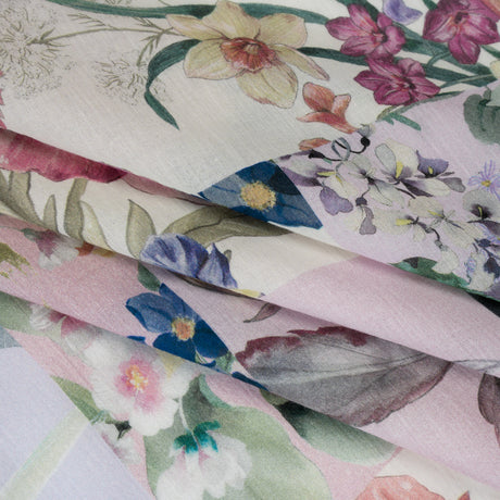 Crinkled Cotton Gauzy Woven - Mauve, Lilac and Muted Green Floral Patchwork - Mood Exclusive Whispering Wind Print