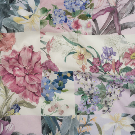 Crinkled Cotton Gauzy Woven - Mauve, Lilac and Muted Green Floral Patchwork - Mood Exclusive Whispering Wind Print