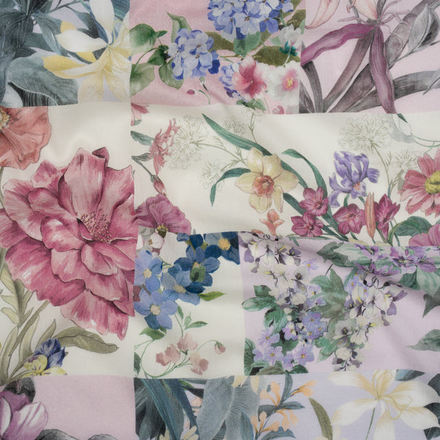 Crinkled Cotton Gauzy Woven - Mauve, Lilac and Muted Green Floral Patchwork - Mood Exclusive Whispering Wind Print