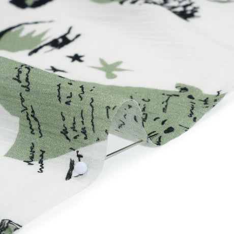 Crinkled Cotton Gauzy Woven - Sage Green, Black and White Miscellaneous Objects - Mood Exclusive Curated Curiosities Print