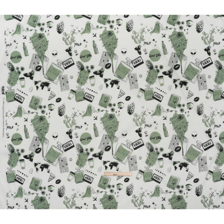 Crinkled Cotton Gauzy Woven - Sage Green, Black and White Miscellaneous Objects - Mood Exclusive Curated Curiosities Print