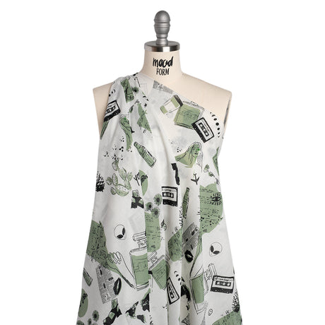 Crinkled Cotton Gauzy Woven - Sage Green, Black and White Miscellaneous Objects - Mood Exclusive Curated Curiosities Print