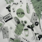 Crinkled Cotton Gauzy Woven - Sage Green, Black and White Miscellaneous Objects - Mood Exclusive Curated Curiosities Print