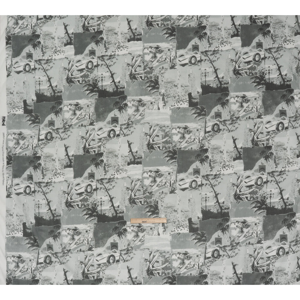Crinkled Cotton Gauzy Woven - Grayscale Vacation Photos Patchwork - Mood Exclusive Memory Montage Print
