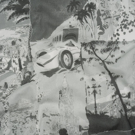 Crinkled Cotton Gauzy Woven - Grayscale Vacation Photos Patchwork - Mood Exclusive Memory Montage Print