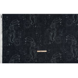 Crinkled Cotton Gauzy Woven - Midnight Blue and White Celestial Motifs - Mood Exclusive Moonlit Tides Print