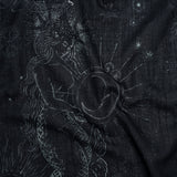 Crinkled Cotton Gauzy Woven - Midnight Blue and White Celestial Motifs - Mood Exclusive Moonlit Tides Print