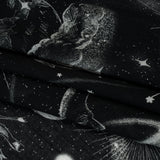 Crinkled Cotton Gauzy Woven - Black and White Sketches in Space - Mood Exclusive Heavenly Horoscope Print