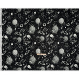 Crinkled Cotton Gauzy Woven - Black and White Sketches in Space - Mood Exclusive Heavenly Horoscope Print