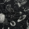 Crinkled Cotton Gauzy Woven - Black and White Sketches in Space - Mood Exclusive Heavenly Horoscope Print