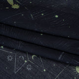 Crinkled Cotton Gauzy Woven - Navy Blue and Lime Green Celestial and Geometrics - Mood Exclusive Cosmic Cartography Print