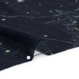 Crinkled Cotton Gauzy Woven - Navy Blue and Lime Green Celestial and Geometrics - Mood Exclusive Cosmic Cartography Print