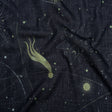 Crinkled Cotton Gauzy Woven - Navy Blue and Lime Green Celestial and Geometrics - Mood Exclusive Cosmic Cartography Print