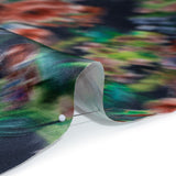 Polyester Mikado - Red, Green and Navy Floral Diagonal Striations - Mood Exclusive Flickering Field Print