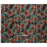 Polyester Mikado - Red, Green and Navy Floral Diagonal Striations - Mood Exclusive Flickering Field Print