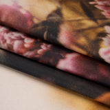 Polyester Mikado - Pink, Black and Golden Brown Hazy Carnations - Mood Exclusive Carnation Close-Up Print
