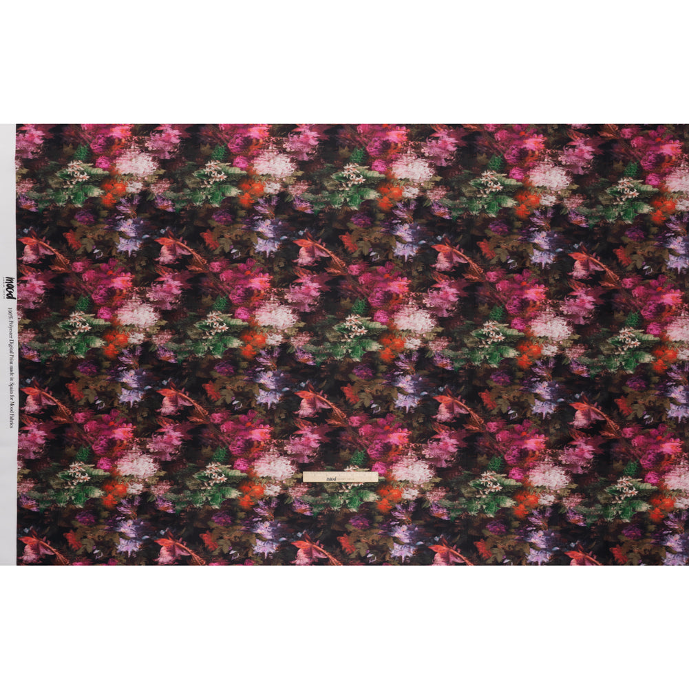 Polyester Mikado - Pink, Red and Green Melting Flowers - Mood Exclusive Alice’s Adventure Print