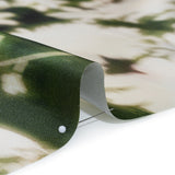 Polyester Mikado - Green and White Ikat Floral Silhouettes - Mood Exclusive Glowscape Garden Print