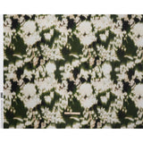 Polyester Mikado - Green and White Ikat Floral Silhouettes - Mood Exclusive Glowscape Garden Print