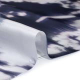 Polyester Mikado - Navy and White Ikat Floral Silhouettes - Mood Exclusive Glowscape Garden Print