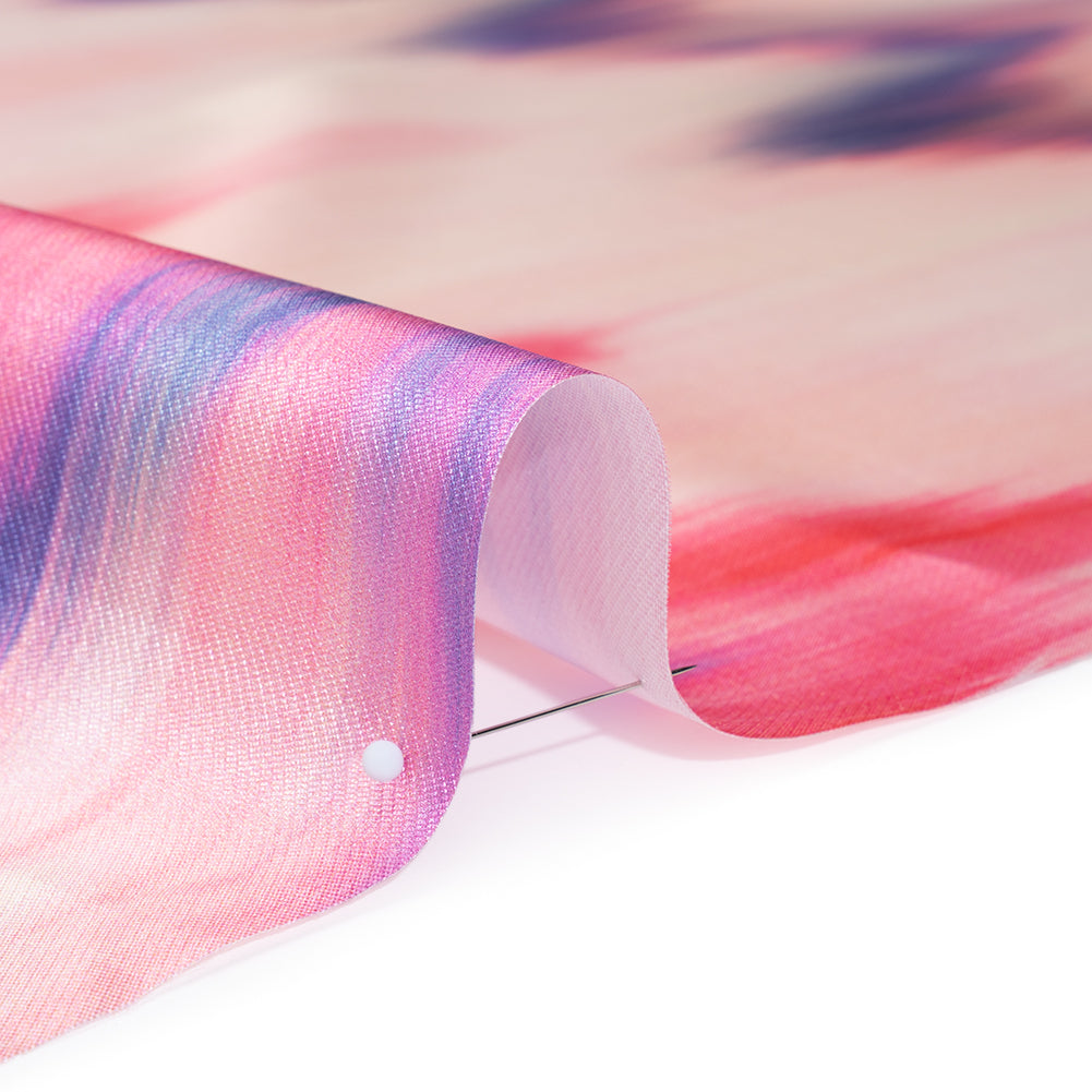 Polyester Mikado - Pink, Purple and Peach Ikat Zig Zag Stripes - Mood Exclusive High Horizons Print