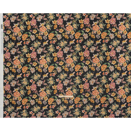 Cotton Voile - Black, Pink and Yellow Floral - Mood Exclusive Nocturne Garden Print