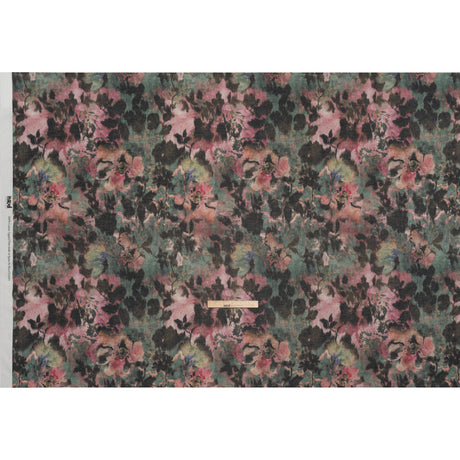 Cotton Voile - Rose, Forest Green and Black Ikat Floral Shadows - Mood Exclusive Eclipse Euphoria Print