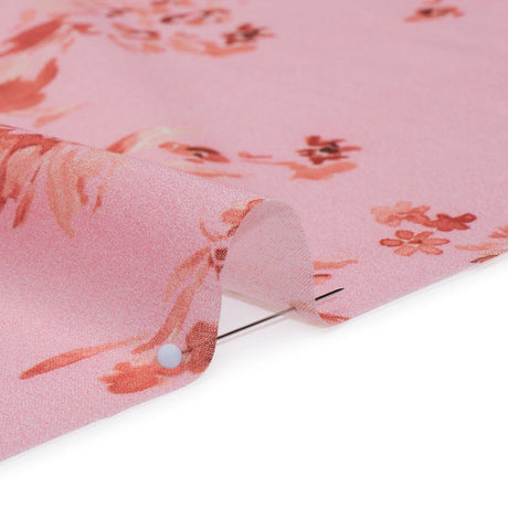 Cotton Voile - Rose Pink and Red Floral - Mood Exclusive Watercolor Wilds Print