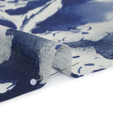 Cotton Voile - Dark Blue and White Watercolor Flowers - Mood Exclusive Inkblot Inspirations Print