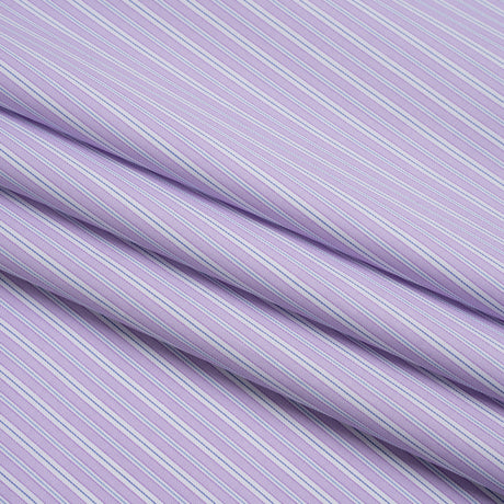 Cotton Twill Shirting Made in Italy - Lavender, White and Navy Stripes - Deadstock