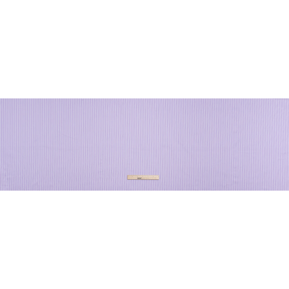 Cotton Twill Shirting Made in Italy - Lavender, White and Navy Stripes - Deadstock