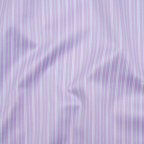 Cotton Twill Shirting Made in Italy - Lavender, White and Navy Stripes - Deadstock