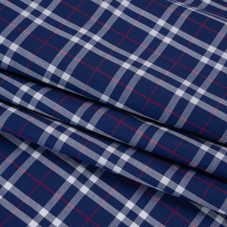 Cotton Shirting - Blue, White and Red Plaid - Deadstock