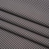 Cotton Shirting - Gray and Brown Mini Windowpane Check - Deadstock