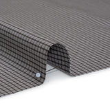 Cotton Shirting - Gray and Brown Mini Windowpane Check - Deadstock