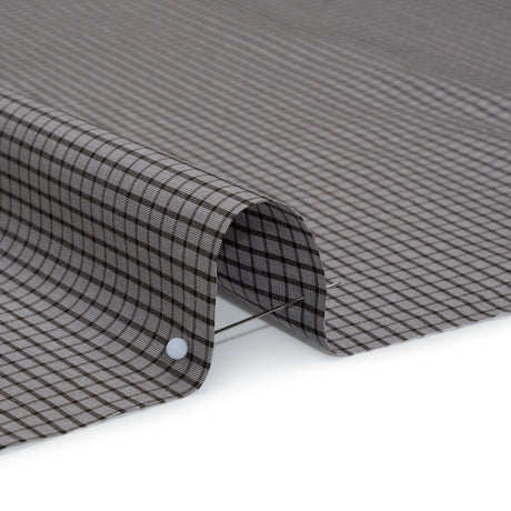 Cotton Shirting - Gray and Brown Mini Windowpane Check - Deadstock