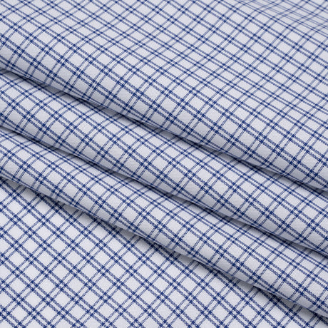 Cotton Oxford Shirting - Bright Blue and White Checks - Deadstock