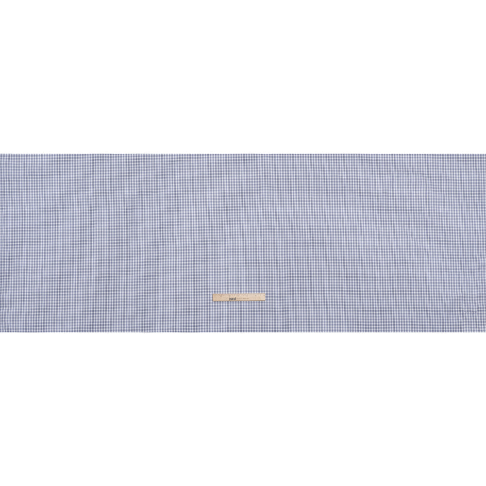 Cotton Oxford Shirting - Bright Blue and White Checks - Deadstock