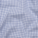 Cotton Oxford Shirting - Bright Blue and White Checks - Deadstock