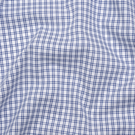 Cotton Oxford Shirting - Bright Blue and White Checks - Deadstock