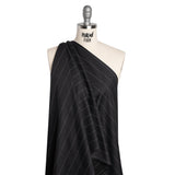 Stretch Cotton and Polyester Suiting - Black and White Stitched Stripes - Deadstock