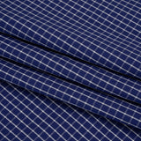 Cotton Shirting - Cobalt Blue and White Little Windowpane Checks - Deadstock