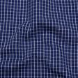 Cotton Shirting - Cobalt Blue and White Little Windowpane Checks - Deadstock